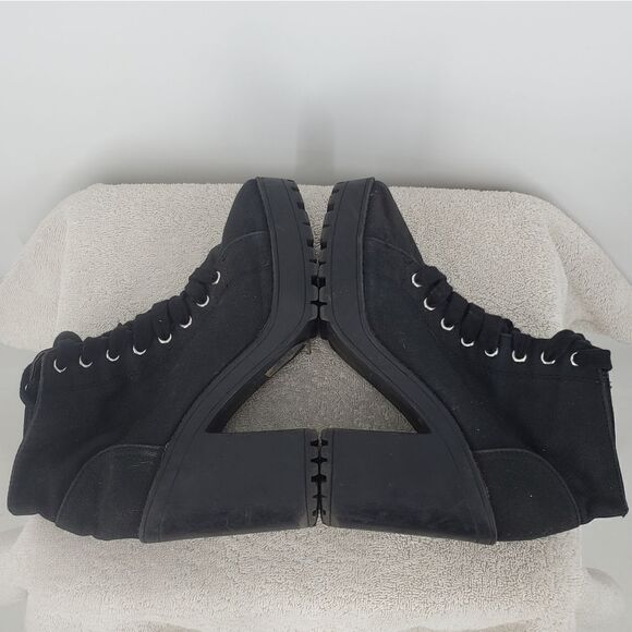 H&M Divided Y2K Platform Heel Lug Sole Canvas Lace Up Ankel Boots Size 7 - Picture 8 of 9